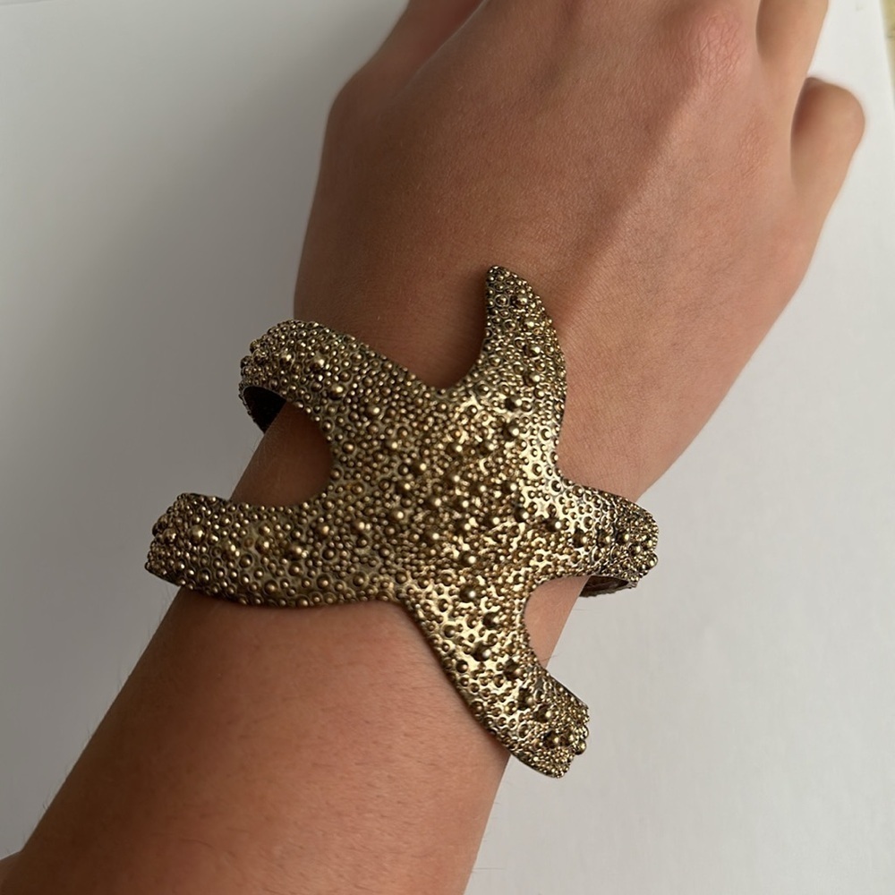 Gold Toned Starfish Cuff Bracelet